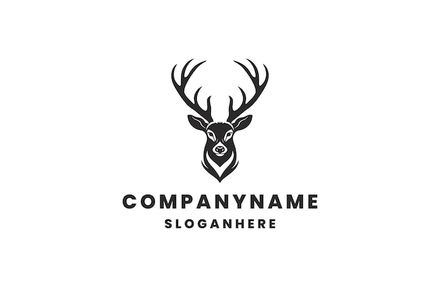 Diseño de ilustración de vector de plantilla de logotipo de cabeza de venado