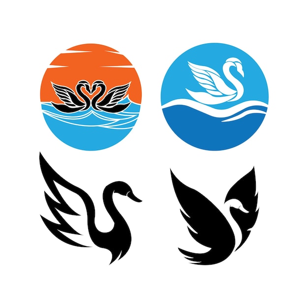 Diseño de ilustración de vector de plantilla de logotipo de cisne