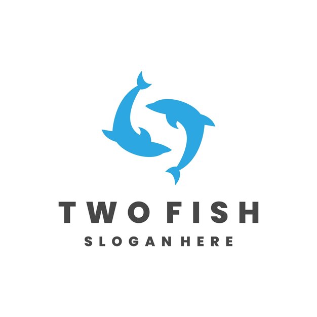 Diseño de ilustración de vector de plantilla de logotipo de dos peces