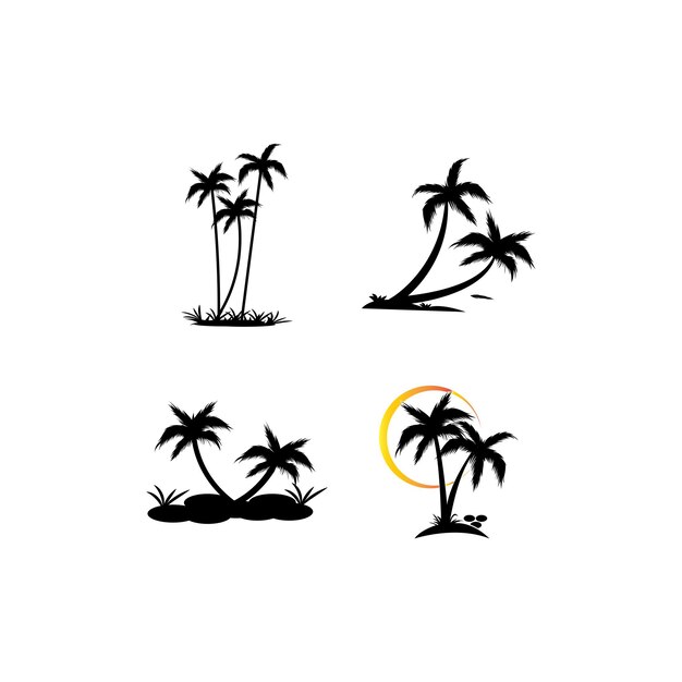 Diseño de ilustración de vector de plantilla de logotipo de icono de árbol de coco