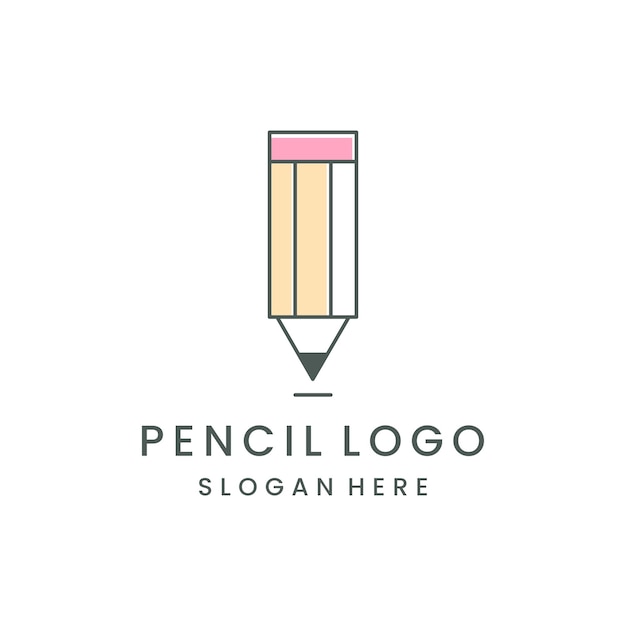 Diseño de ilustración de vector de plantilla de logotipo de lápiz