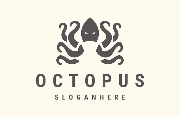 Diseño de ilustración de vector de plantilla de logotipo de pulpo