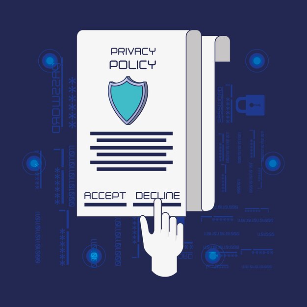 Diseño de ilustración de vector de seguridad digital política de privacidad