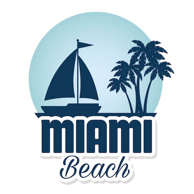 Diseño de ilustración de vector de sello de miami beach california