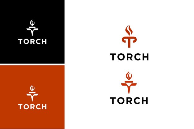 Diseño de ilustración de vector de símbolo de pilar de logotipo de antorcha de llama