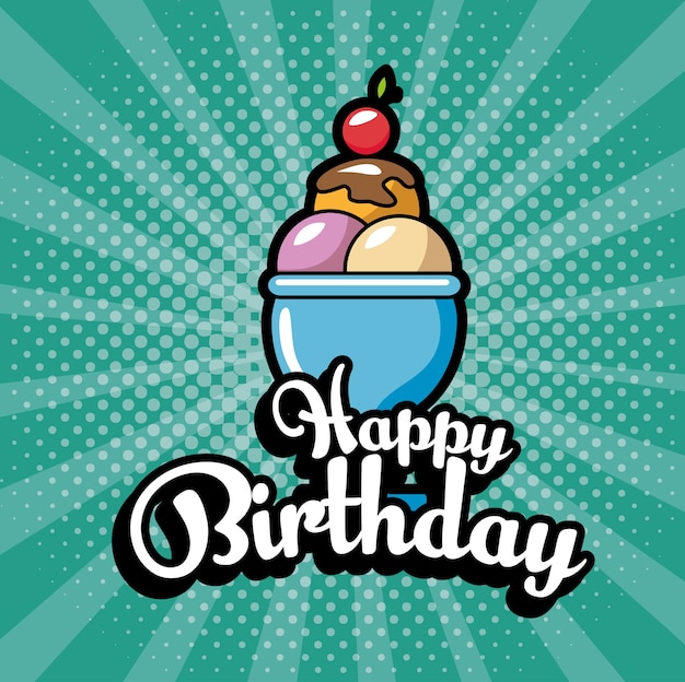 diseño de ilustración de vector de tarjeta de celebración de feliz cumpleaños