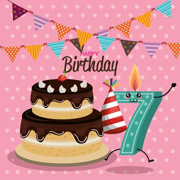 diseño de ilustración de vector de tarjeta de celebración de feliz cumpleaños