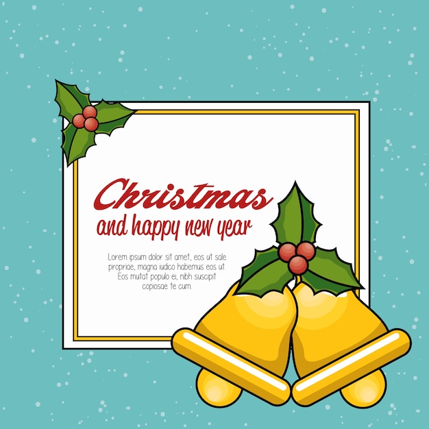 diseño de ilustración de vector de tarjeta de decoración de campana de Navidad