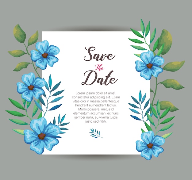 Diseño de ilustración de vector de tarjeta de invitación de flores y hojas