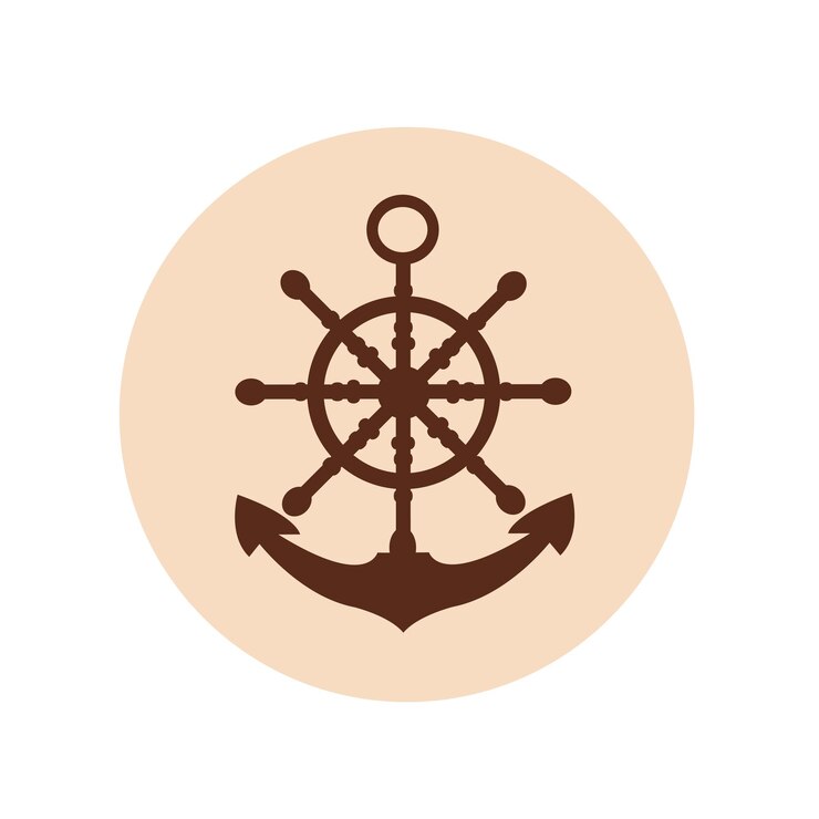 diseño de ilustración de vector de tema de timón de barco adecuado para productos de ilustraciones de iconos de logotipos