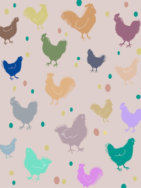Diseño de ilustración vectorial de boceto dibujado a mano de pollo y gallo