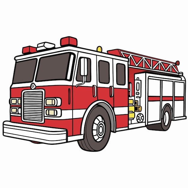 Diseño de ilustración vectorial de bomberos y camiones de bomberos