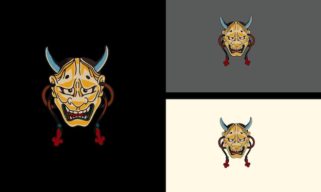 Diseño de ilustración vectorial de cabeza de diablo amarillo