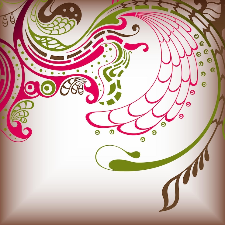 Vector diseño de ilustración vectorial de colores rosado y marrón floral y pájaro