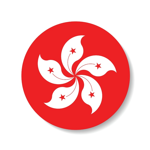 Diseño de ilustración vectorial por computadora del icono del círculo de la bandera de Hong Kong
