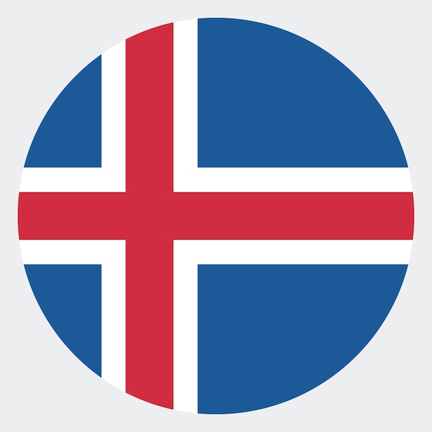 Diseño de ilustración vectorial por computadora del icono del logotipo del círculo de la bandera de Islandia