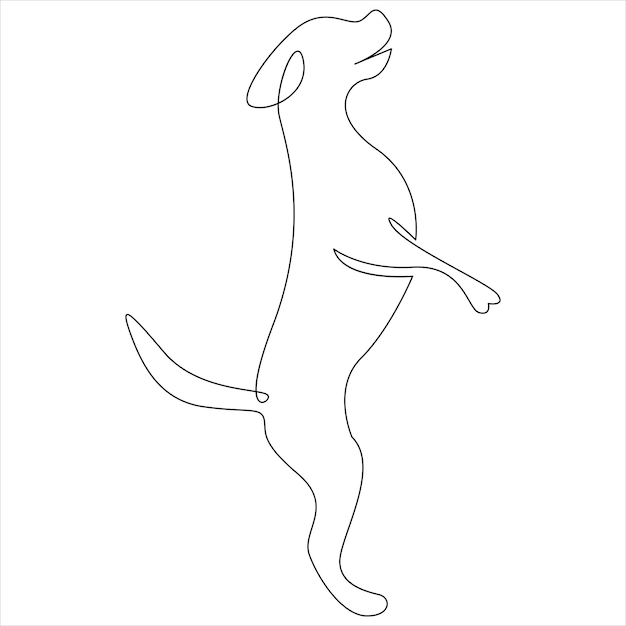Diseño de ilustración vectorial continua de un perro que dibuja una línea