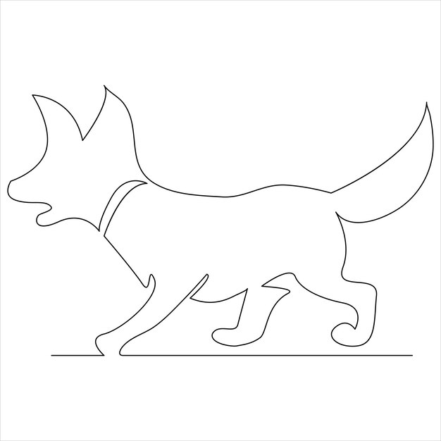 Diseño de ilustración vectorial continua de un perro que dibuja una línea