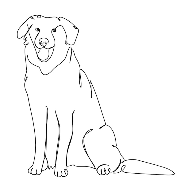 Diseño de ilustración vectorial continua de un perro que dibuja una línea