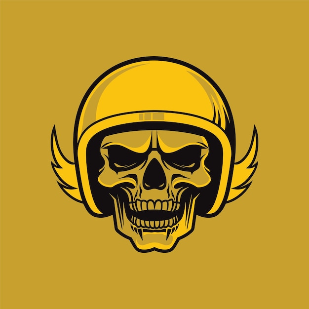 diseño de ilustración vectorial de un cráneo con un casco mirando hacia adelante