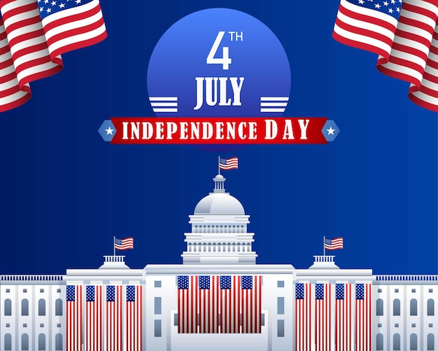 Diseño de ilustración vectorial del día de la independencia de Estados Unidos para carteles y pancartas de redes sociales