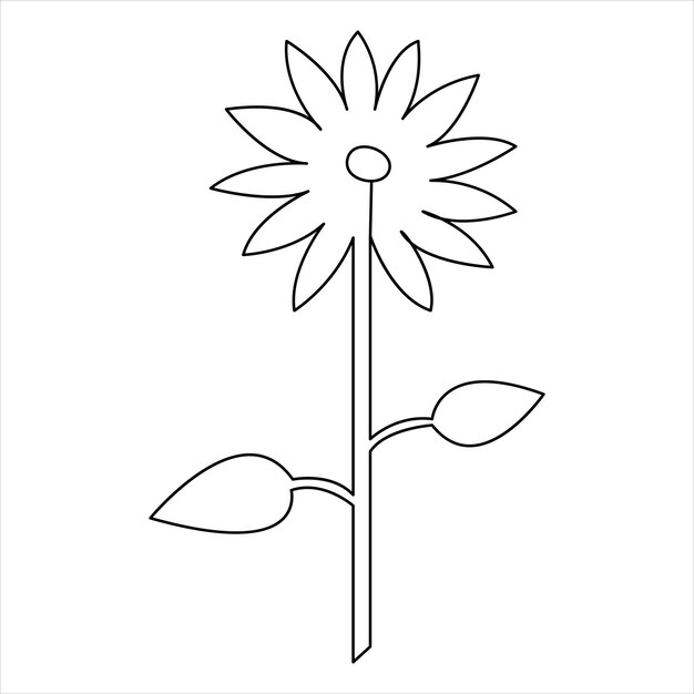 Diseño de ilustración vectorial de dibujo de línea única de girasol continuo minimalista