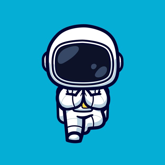 Vector diseño de ilustración vectorial de dibujos animados de yoga astronauta