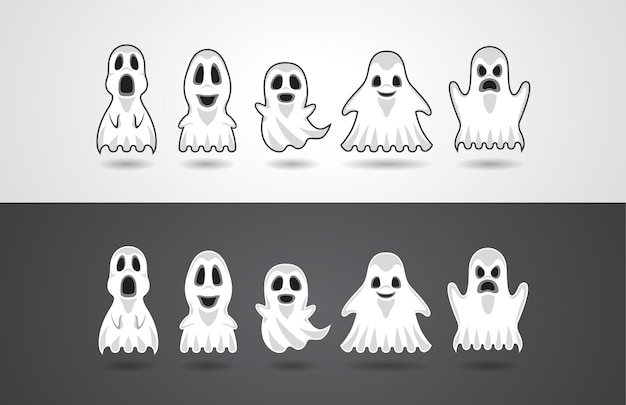 Vector diseño de ilustración vectorial para fiesta de halloween con acción y emoción de manta de personajes fantasma