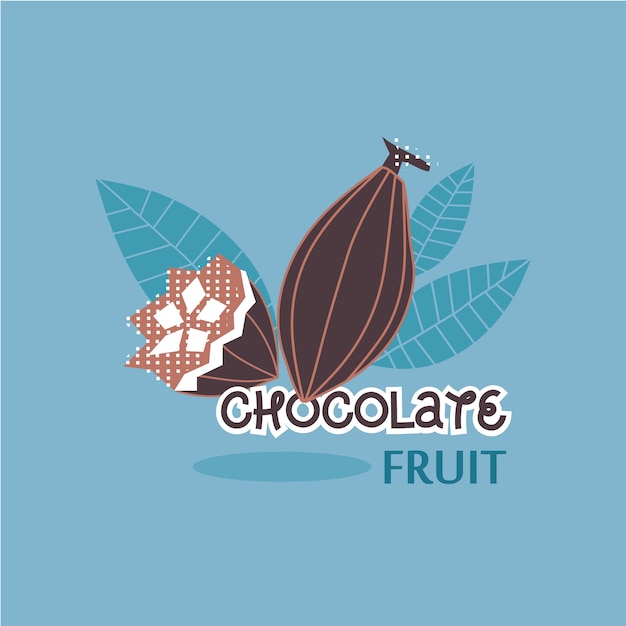 Diseño de ilustración vectorial de fruta de árbol de chocolate de cacao