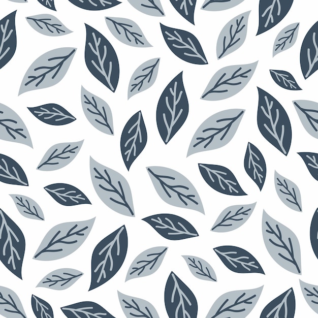 Diseño de ilustración vectorial de hoja gris marino de patrones sin fisuras para tarjetas de decoración de scrapbooking pa