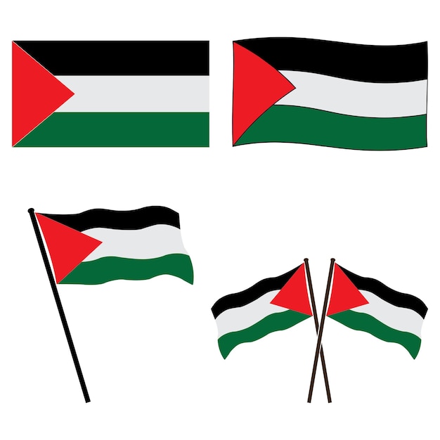 Diseño de ilustración vectorial del icono de la bandera de Palestina