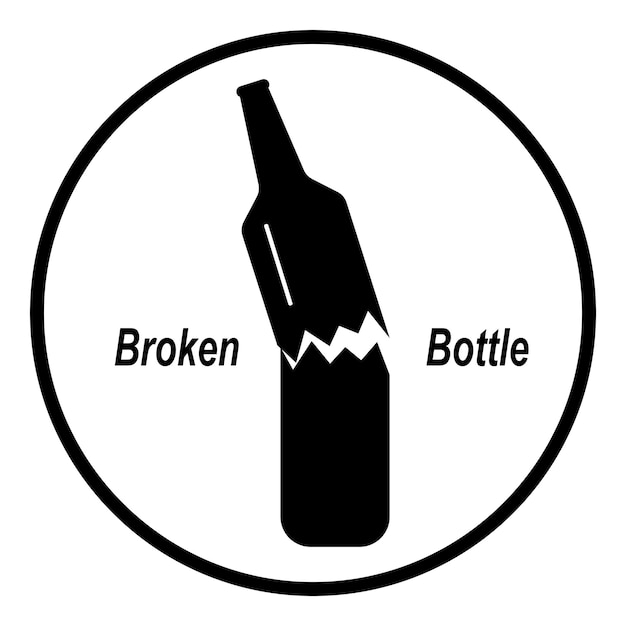 Diseño de ilustración vectorial del icono de la botella rota