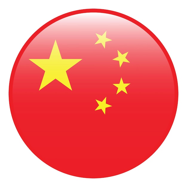 Diseño de ilustración vectorial del icono del botón de la bandera de China