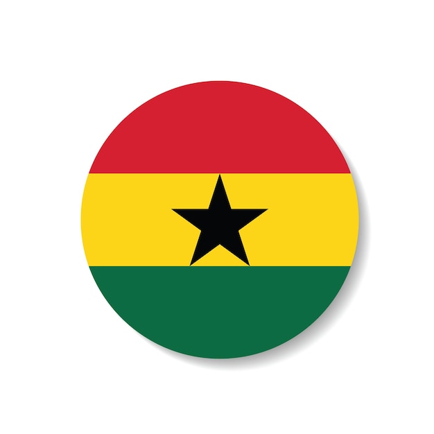 El diseño de la ilustración vectorial del icono del botón de la bandera de Ghana