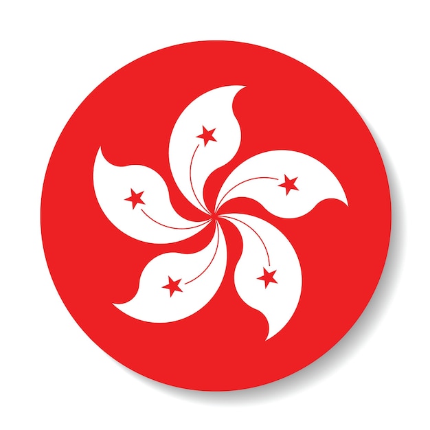 Diseño de ilustración vectorial del icono del círculo de la bandera de Hong Kong