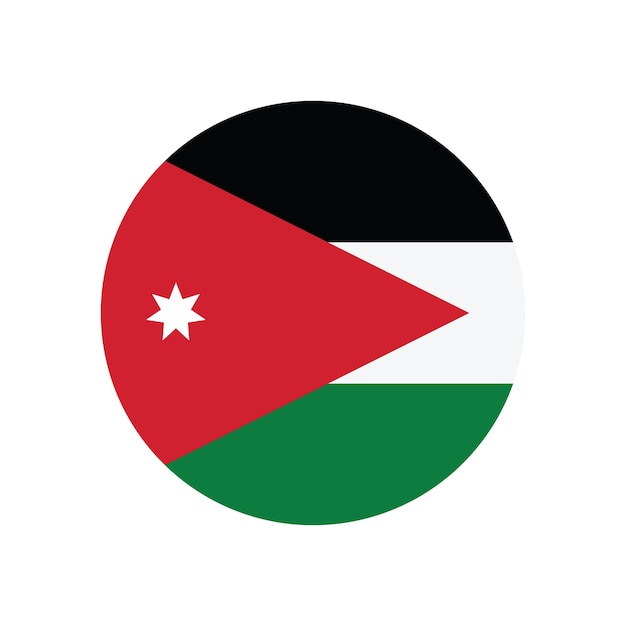 Diseño de ilustración vectorial del icono del círculo de la bandera de Jordania