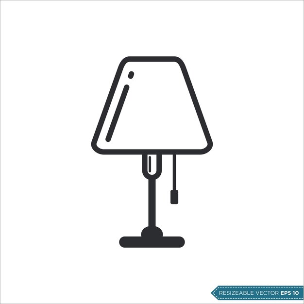 Diseño de ilustración vectorial del icono de la lámpara de escritorio interior