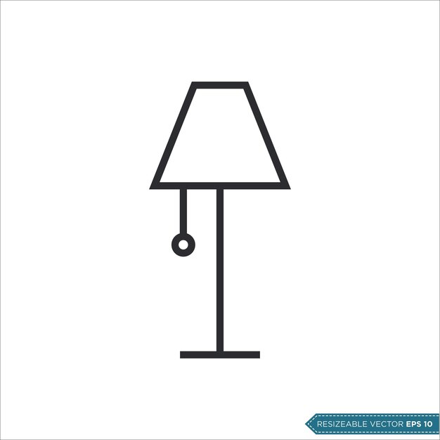 Diseño de ilustración vectorial del icono de la lámpara de escritorio interior