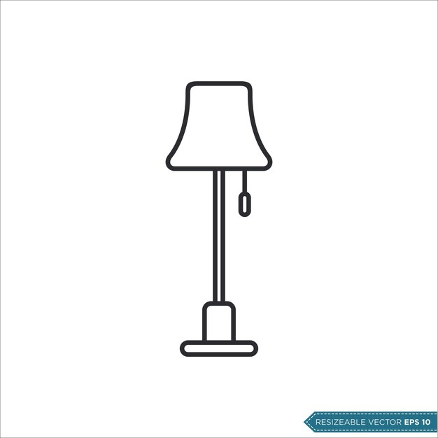 Diseño de ilustración vectorial del icono de la lámpara de escritorio interior