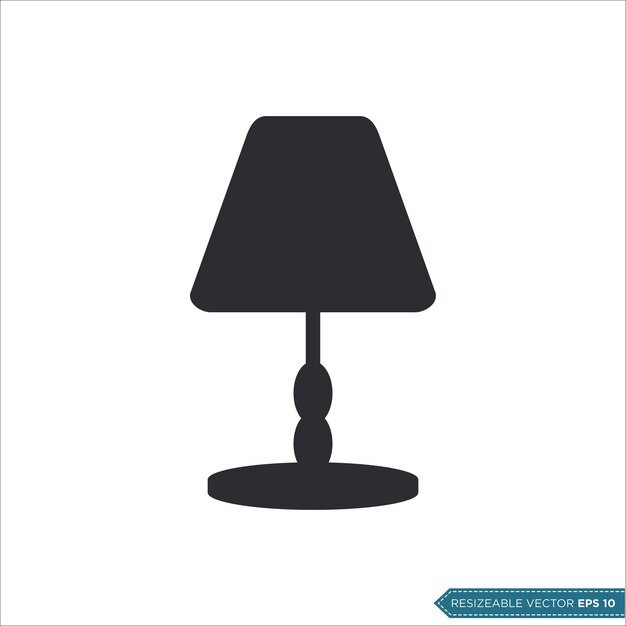 Diseño de ilustración vectorial del icono de la lámpara de escritorio interior