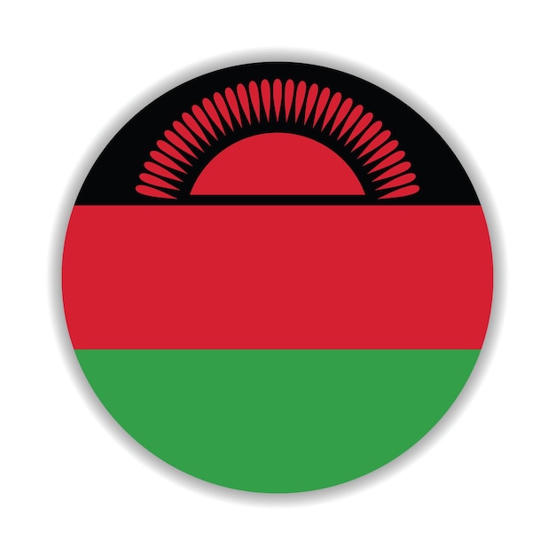 El diseño de la ilustración vectorial del icono del logotipo del círculo de la bandera de Malawi