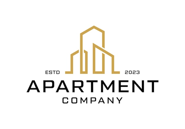 diseño de ilustración vectorial del icono del logotipo de la línea de arte del edificio de apartamentos