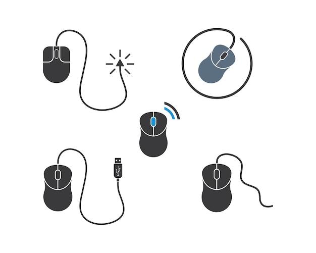 Diseño de la ilustración vectorial del icono del ratón de la computadora