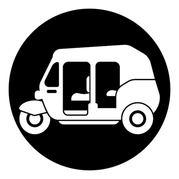 Diseño de ilustración vectorial del icono del rickshaw de motocicleta