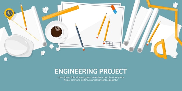 Diseño de ilustración vectorial de ingeniería y arquitectura y proyecto arquitectónico de construcción