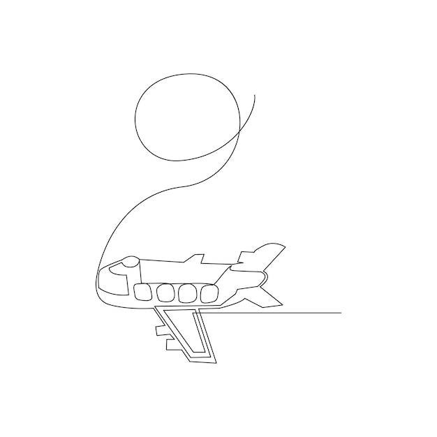 Diseño de ilustración vectorial de línea continua de aviones dibujo minimalista de una línea de aviones