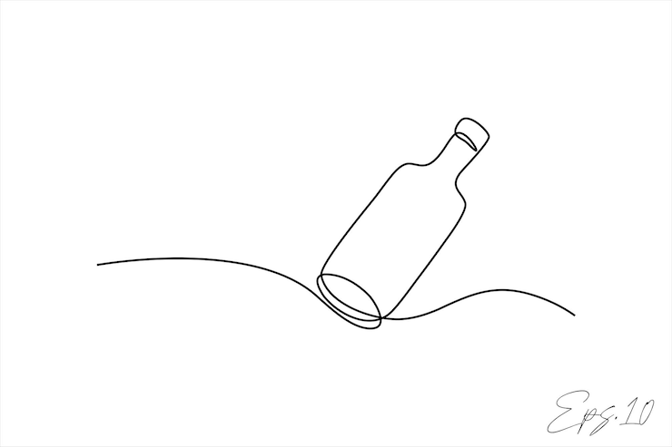 Vector diseño de ilustración vectorial de línea continua de una botella de vidrio
