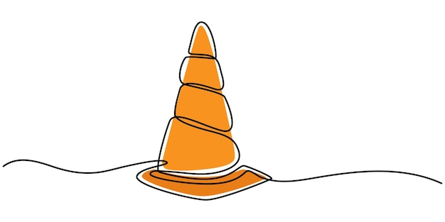 diseño de ilustración vectorial de línea continua cono de tráfico diseño de ilustración vectoria de línea continua
