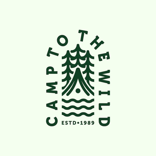 Diseño de ilustración vectorial de logotipo de camping campamento al aire libre o diseño de logotipo de ilustración de campamento de verano