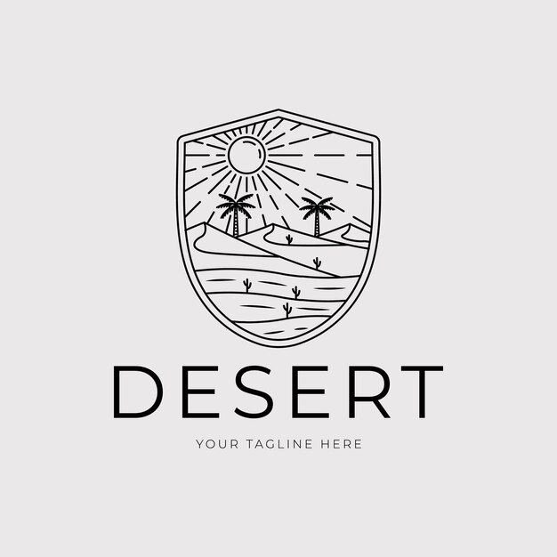 Vector diseño de ilustración vectorial del logotipo del desierto majestuoso o del paisaje desolado